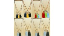 crystal beads glass mix  mala necklace tassels pendant triple handmade